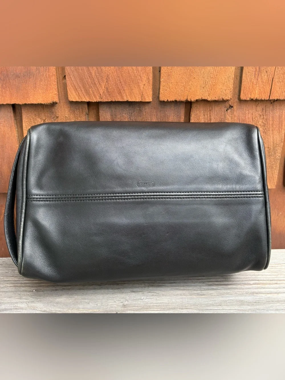 90s Vintage Coach Double Zip Travel Kit Overnight Toiletry Dopp Black